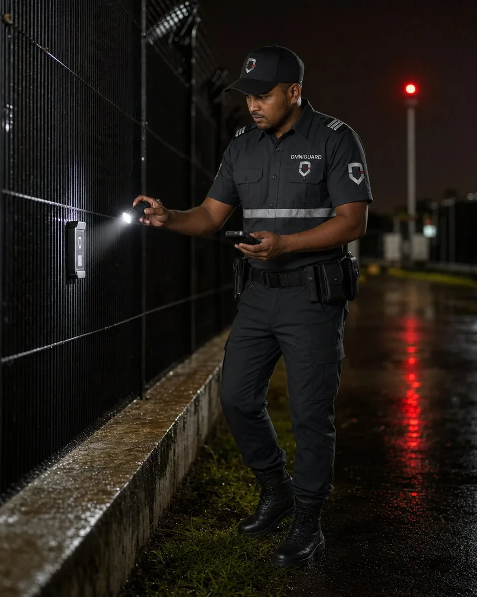 Agent OMNIGUARD en ronde de nuit à Maurice