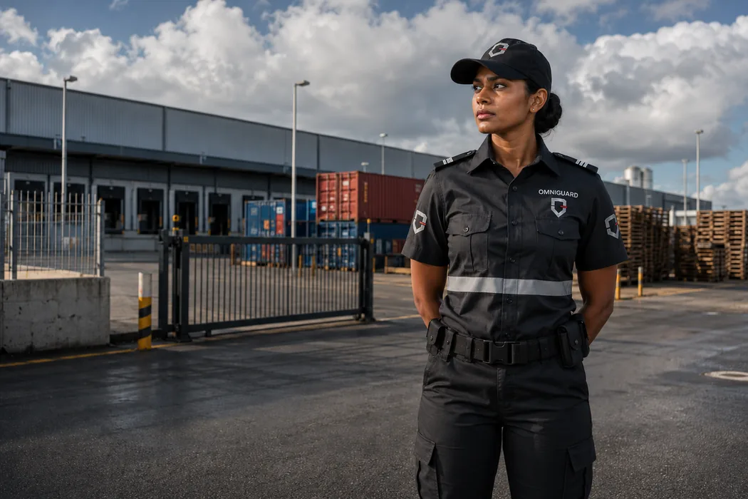 Agente OMNIGUARD sur un site industriel et logistique à Maurice